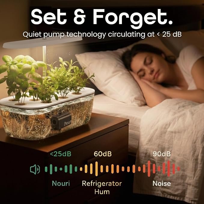 Nouri 12 pod Smart Garden for Home Cooks | w/Heirloom Salad | Hydroponics Growing System | LED Grow Lights | Indoor Herb Garden Kit | Herb Growing Kit Indoors for Plant Lovers, Gardeners, Kitchen
