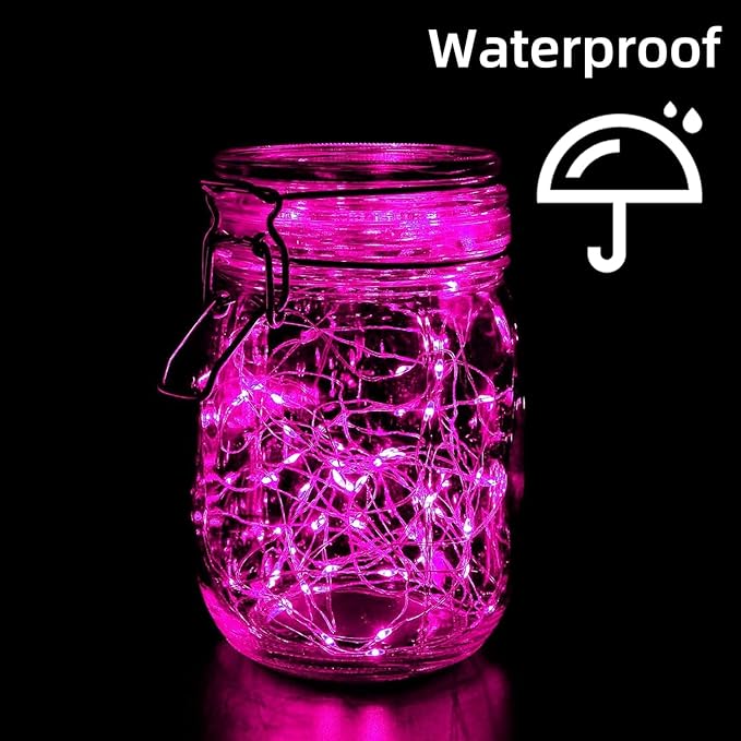 6 Pack Pink Valentine's Day Led Fairy Lights Battery Operated, Valentines String Lights Waterproof Silver Wire 7 Feet 20 Led Firefly Starry Moon Lights for DIY Wedding Galentine's Day Party Bedroom