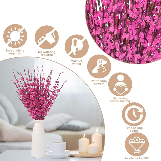 10 Pcs Long Stem Artificial Jasmine Flowers Fake Flowers Dry Branches for Home Office DIY Floral Art Plant Mothers Day Wedding Table Centerpieces Party Vase Decoration