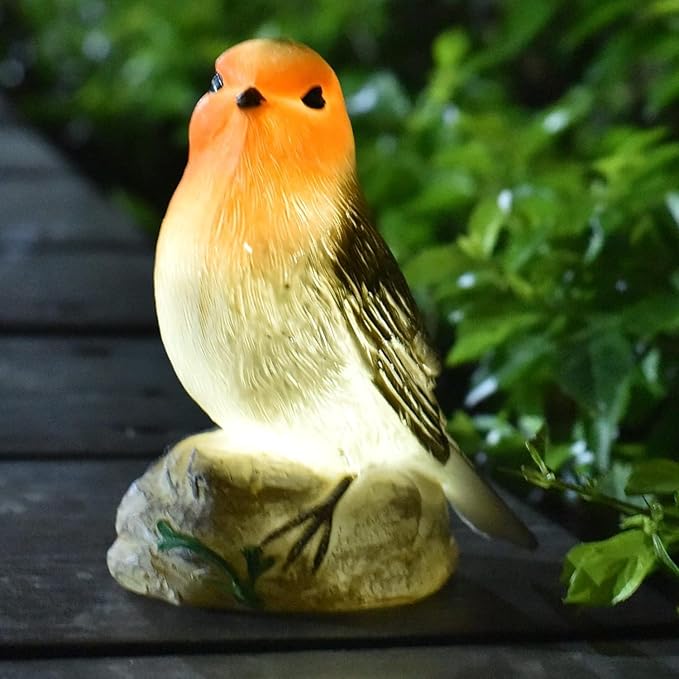 Solar Garden Decor Outdoor Statues - Waterproof Loving Bird Lights Decor for Yard, Lawn, Patio and Balcony Ornament, Unique House Warming Gifts for Women Grandma - 4 Pack