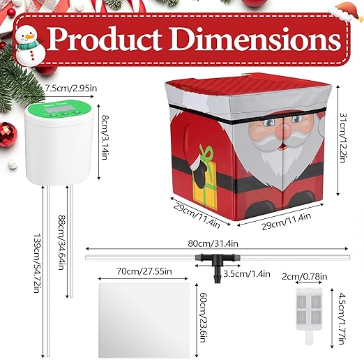 12" X 12" Large Christmas Tree Watering System, 6 Gallon Automatic Tree Helper Device, Disguised as Present Xmas Gift Box Auto Live Christmas Tree Watering, Keeps Live Tree Fresh & Green