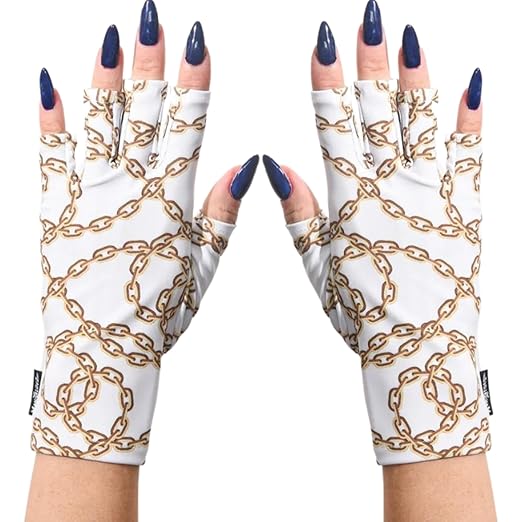 ManiGlovz - The Original UPF 50+ UV Light Protective Nail Gloves | Gel Manicure Gloves and Anti UV Fingerless Gloves for Women | Can be Used as Sun Protection Gloves for Driving | The Vogue Print