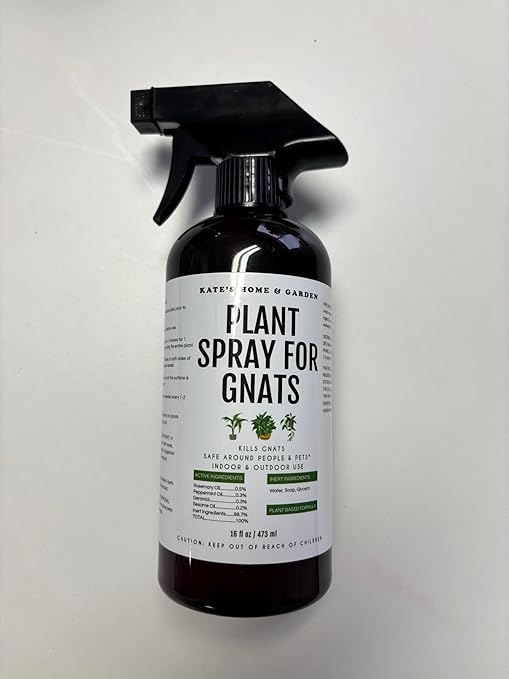 Kate's Garden Plant Spray for Insects & Getting Rid of Gnats. Fungus Gnat Killer & Bug Spray for Indoor Plants (16oz, Pet Safe, Non Toxic)