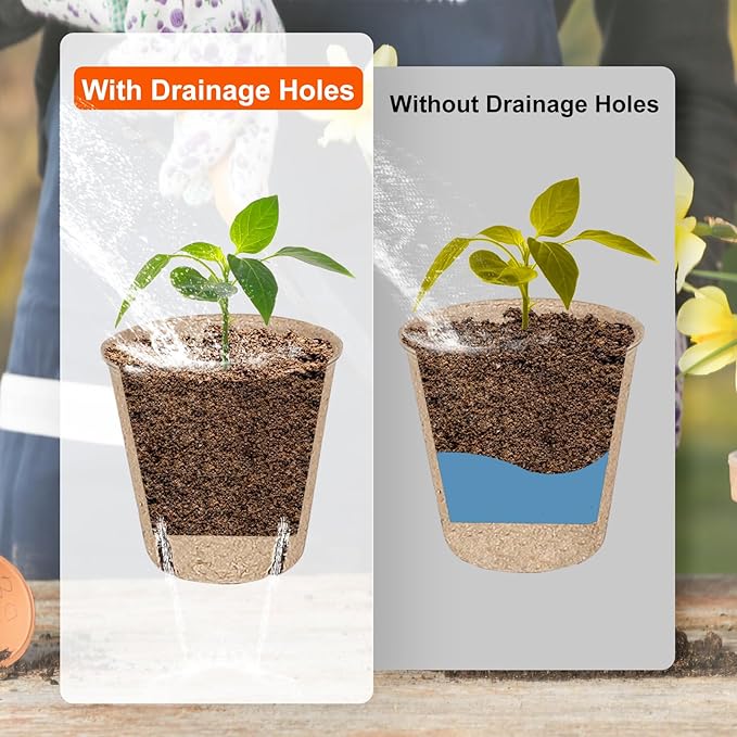 JNYONG 120 Packs 3.15 Inch Peat Pots,Biodegradable Pots for Seedlings with Drainage Holes, Garden Germination Nursery Pots with 100Pcs Plant Labels