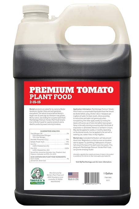 PlantVantage Concentrated Tomato Plant Food – Liquid Fertilizer with Humic Acid & Zinc, Liquid Plant Food Supporting Strong Roots, Bigger Blooms & Higher Yields, Easy Root Feed or Foliar Spray – 1 Gal