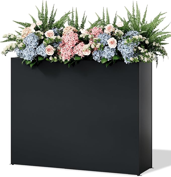 LAHAAP Planter Box Outdoor 38"W x 10.2"D x 30"H- Tall Rectangular Planters for Outdoor Patio/Porch, All-Weather with Anti-dumping Kit, Durable Galvanized Steel, Modern Design for Plants, Flower,Garden