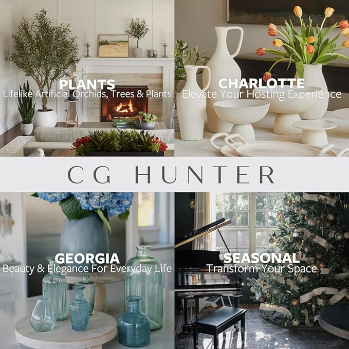 CG Hunter Faux Rubber Ficus Tree, Premium Artificial Indoor Plant Stands 5’ Tall, Lifelike-Leaves and Hand Painted Trunk Create Realistic Faux-Ficus Tree Appearance, Planter Pot Included