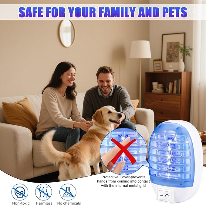 Indoor Bug Zapper Plug in Electronic - 4 Pack Mosquito Zapper Fly Zappers Lamp for Bug Insect Trap, Ideal for Home, Bedroom, Office, Living Room(Light Blue)