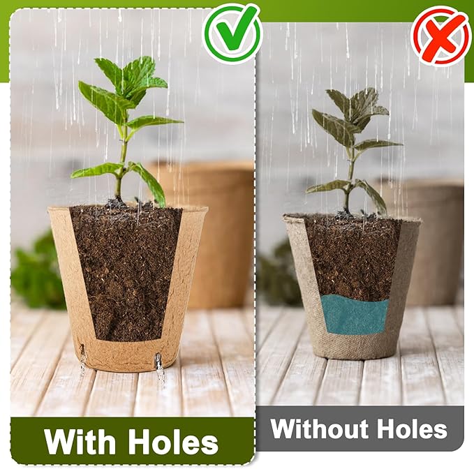 RAINFLOW 25PCS Peat Pots with Labels-Biodegradable Eco-Friendly Pots for Seedlings with Drainage Holes,Garden Germination Nursery Pot for Flower Vegetable Tomato Saplings & Herb Seed Germination