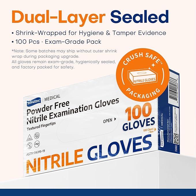 Medical Soft Max™ Nitrile Exam Gloves, 100 Count Latex-Free Powder-Free Non-Sterile Food Safe Disposable Glove, Blue