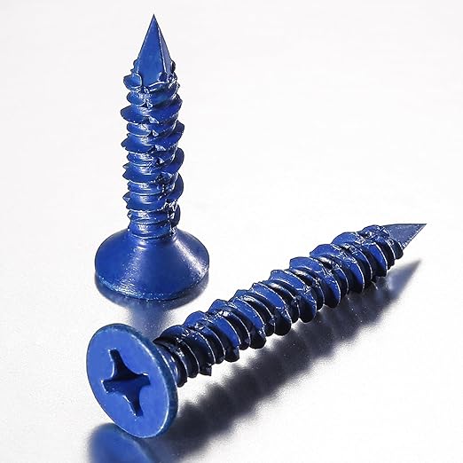 (30 PCS) 3/16''x3-1/4 Concrete Screw Anchor Blue Flat Head for Anchoring to Masonry, Block or Brick Stucco