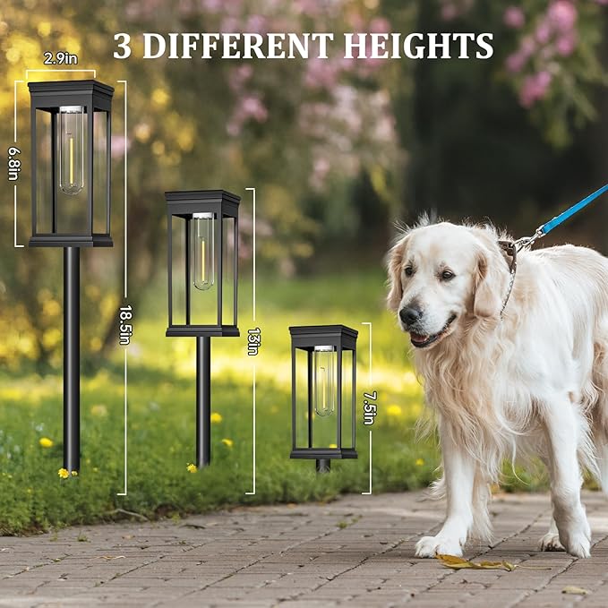 TEZKOLES 8 Pack Solar Pathway Lights Outdoor, IP65 Waterproof Solar Lights Outdoor ，Auto On/Off Walkway Landscape Lighting, Warm White LED for Garden, Yard, Driveway, Patio Landscape Decor