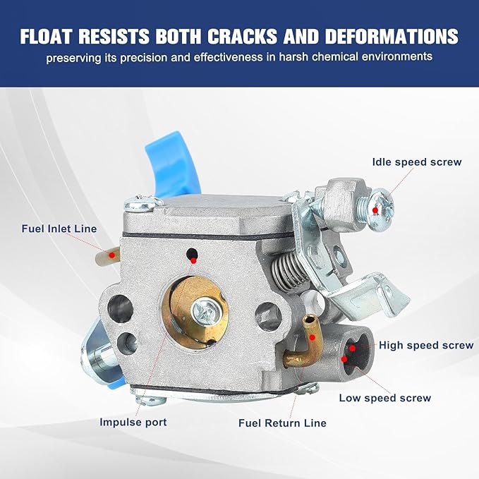 Powtol 125B 125BX 125BVX Carburetor Kit for Husqvarna 125B 125BVX 125BX Handheld Leaf Blower Parts Replace 590460102 545081811 ZAMA C1Q-W37 581798001 with 125B Air Filter Primer Bulb Kit