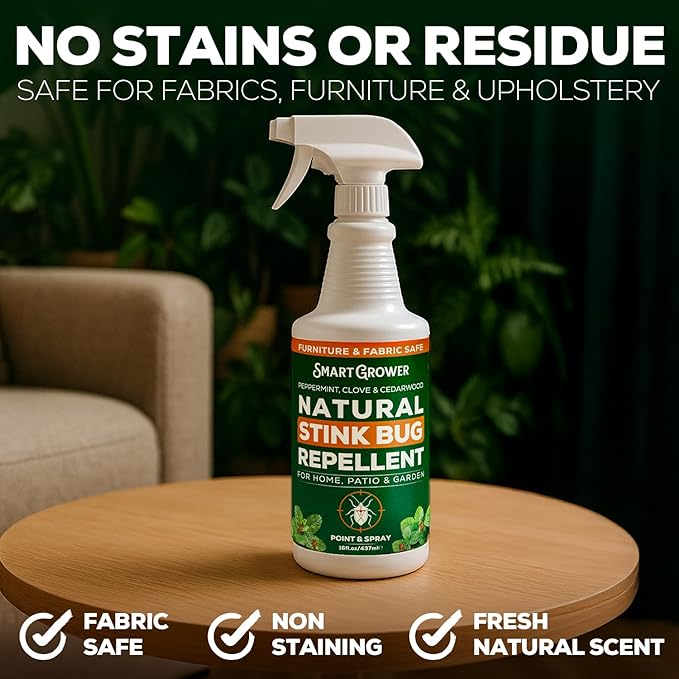 Natural Stink Bug Spray & Repellent for Indoor & Outdoor Use – Plant-Based Stink Bug Eliminator with Essential Oils, Stain-Free on Fabric, Pet & Family Friendly, 16 oz Ready-to-Use