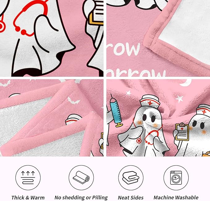 Glydein Funny Nurse Gifts for Women, Night Shift Crew - Flannel Soft Nurse Blanket for Women Decor, Nursing Graduation Gift, LPN RN Nurses Week/Day Appreciation Gifts - 50" x 60"