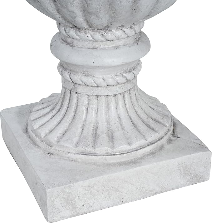 Merax 26.25'' Tall Antique Urn Planter, Classic Garden Urn for Indoor & Outdoor Use, Large Patio & Living Room Decor Planter, White