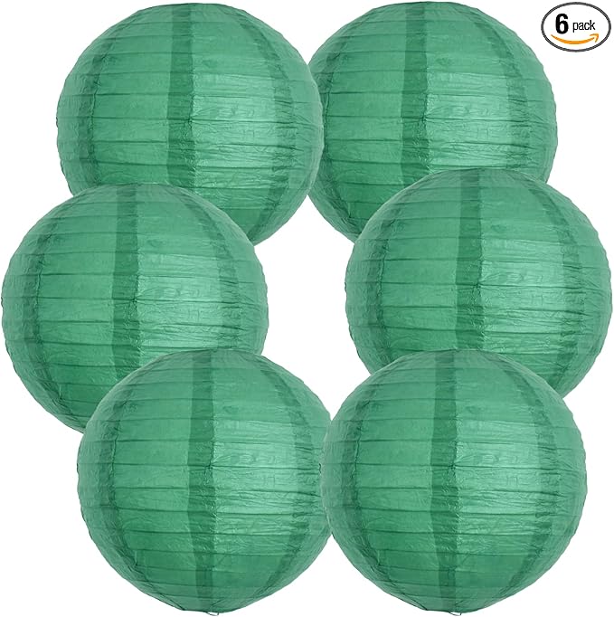 BEISHIDA 8-Inch Green Round Paper Lanterns Hanging Decorative Chinese Paper Lanterns Lamp for Birthday Wedding Party Irish Party Saint Patricks Day Decoration and Baby Bridal Shower（6 Packs）