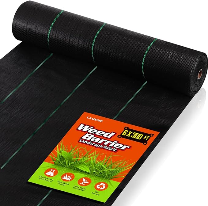 6FT x 300FT Weed Barrier Landscape Fabric, 3.2oz Premium Heavy Duty Garden Cloth, Ground Cover for Gardening, Farming