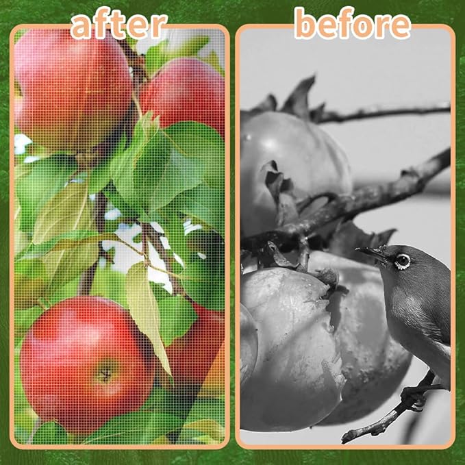 2Pcs 10X10ft Fruit Tree Covers for Birds and Squirrels –Bird Nets for Fruit Trees with Zipper and Drawstring, Extra Large Durable Mesh Garden Netting to Protect Fruit Trees– Reusable