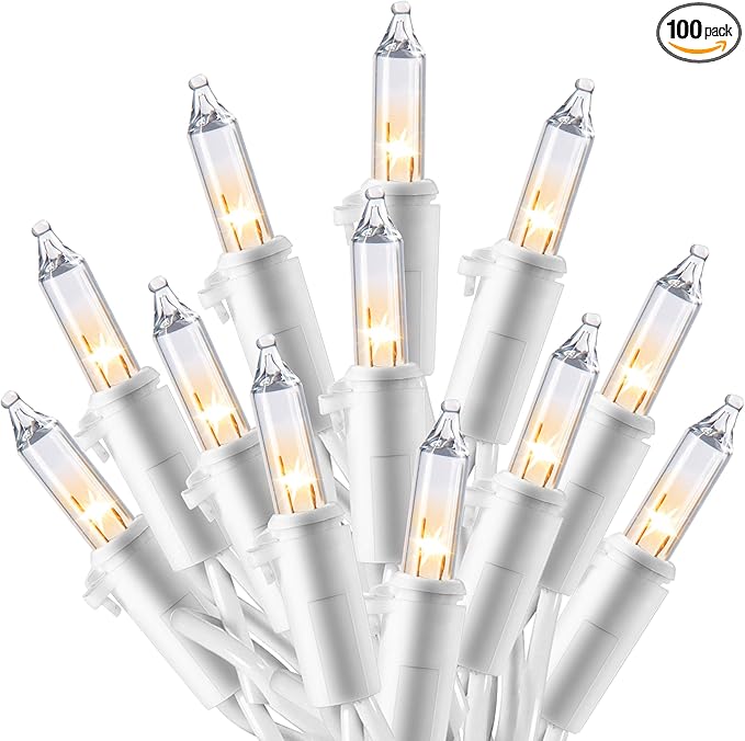 Joiedomi Christmas String Lights Indoor,100 Count Mini Warm Fairy Light Outdoor,21.4 FT Decor for Patio Dorm Classroom Bedroom Holiday Wedding Party Garland Birthday Valentines Day,White Wire