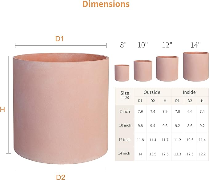 FaithLand Plant Pot 10 inch - Perfectly Fits Mid-Century Modern Plant Stand - Drainage Plug and Drainage Mesh Screen - Terracotta Color Planter Pot