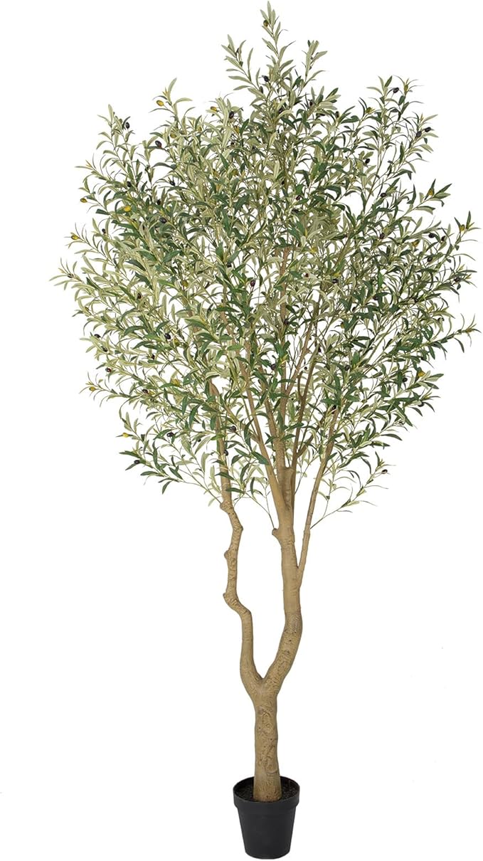 Nafresh Majestic Faux Olive Tree 10ft – Artificial Olive Tree Indoor & Outdoor with Lifelike Leaves & Textured Branches for Living Room, Office, Entryway,Patio