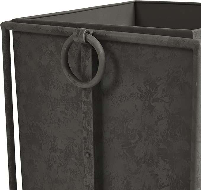 MY SWANKY HOME Large Minimalist Classic Metal Box Planters Liners Square Industrial Rivets Gray