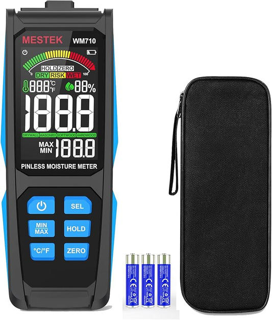 MESTEK Pinless Wood Moisture Meters for Drywall, Water Leak Detector, Wall Moisture Tester for Lumber Concrete Building, Wall Moisture Sensor Digital Humidity Tester for Firewood