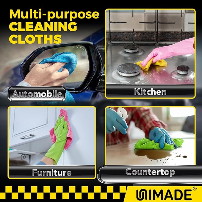 Microfiber Cleaning Cloth, 24 Pack Reusable Microfiber Towels for Cars Lint Free Cleaning Shop Towel Rags for Home Kitchen Automotive Bar Mechanic Restaurant Garage, 11"x 12", Multicolor