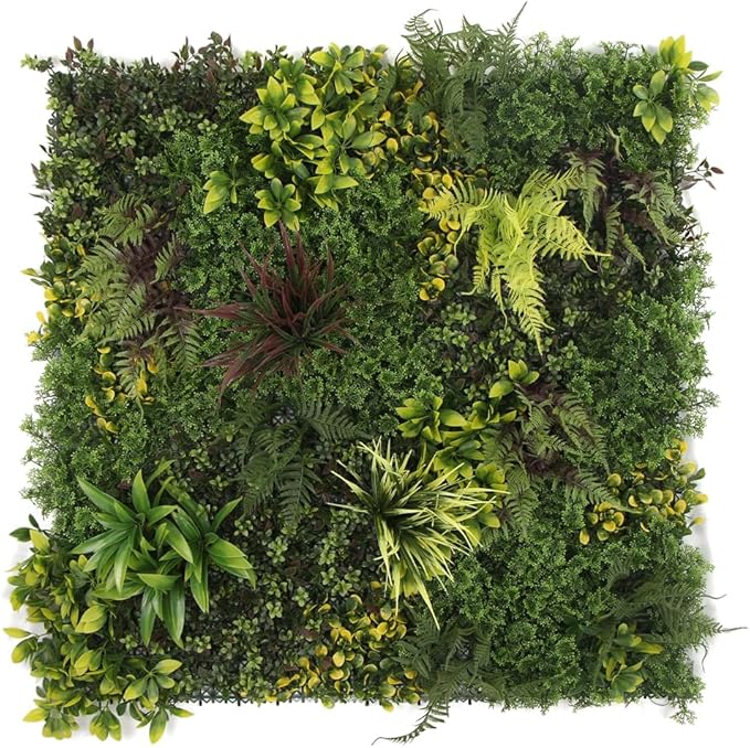 ULAND Artificial Plant Wall Panels, 1pc 40"x40" Greenery Grass Wall Backdrop Decoration, Faux Ivy Leaves Outdoor Privacy Fence Covering (B082)