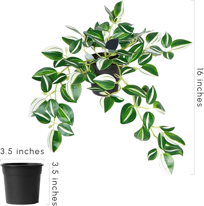 2Pcs Faux Hanging Plant Indoor, Artificial Potted Plants with Plastic Pot, Fake Ivy Plants for Home Decor for Room Office Shelf Tabletop Decoration