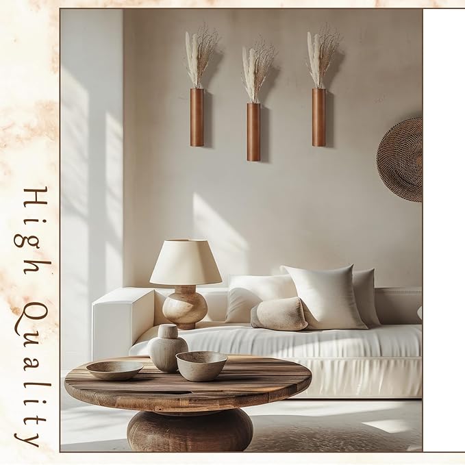 4 Pack Wood Indoor Wall Planter Modern Mounted Wooden Vases Home Wall Decor for Living Room Bedroom Bathroom for Dried Flowers and Greenery Plants