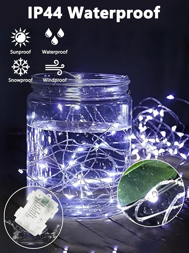 3 Pack Fairy Lights Battery Operated with Remote, 120LED 40FT Twinkle Lights Waterproof for Outdoor & Indoor, 8 Modes Battery String Light Timer for Christmas Party Birthday Home DIY Décor(Cool White)