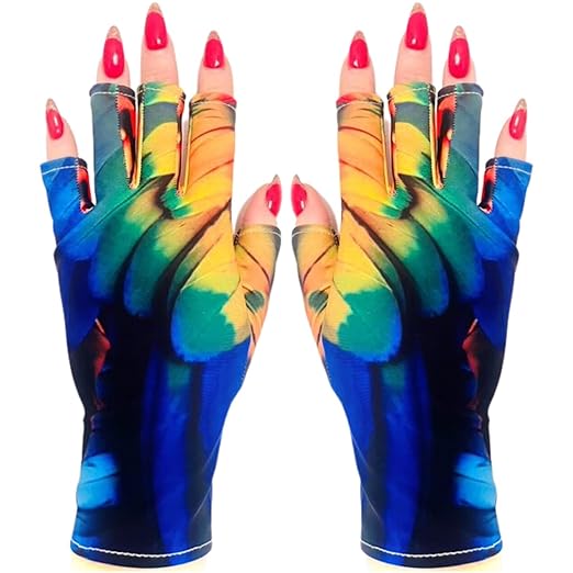 ManiGlovz -The Original Dermatologist Recommended UPF 50+ UV Protective Manicure and Sunblock Fingerless Gloves, Sun Protection, Driving and Gel Manicure Gloves in Spellbound