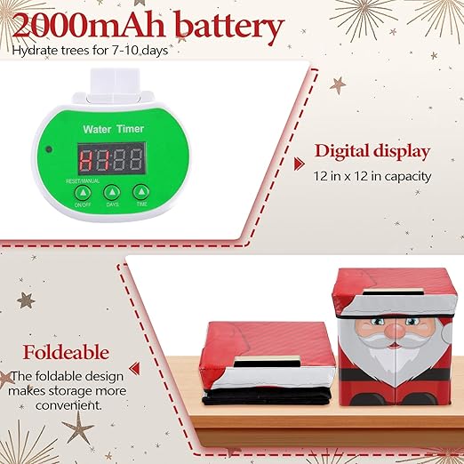 12" X 12" Large Christmas Tree Watering System, 6 Gallon Automatic Tree Helper Device, Disguised as Present Xmas Gift Box Auto Live Christmas Tree Watering, Keeps Live Tree Fresh & Green