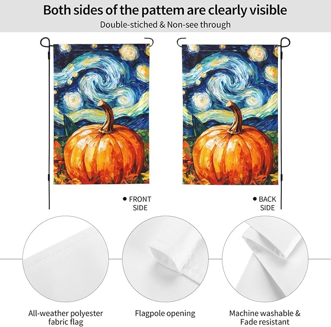 Pumpkin Thanksgiving Day Garden Flag 12x18 Inch Double Sided All-Weather Polyester Outdoor Flag For Patio Lawn Yard And Garden Welcome Decor
