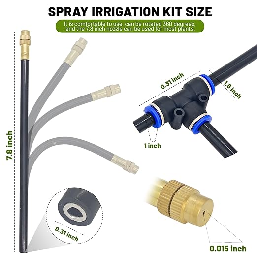 360° Adjustable Drip Irrigation System - 40FT Garden Watering System with 13 Nozzles, Garden Irrigation System, Greenhouse Accessories, Atomizing System for Yard, Lawn, Plants, 5/16 inch Hose