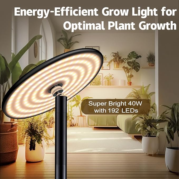 AJABotanics 40W Full Spectrum Tall Grow Light, 85’’ Adjustable Standing Plant Light for Indoor Plants, 10-Level Dimmable with 4/8/12H Timer, Sunlike for Large Plants & Indoor Trees