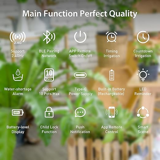 WiFi Drip Irrigation System: Automatic Watering System for Potted Plants, Smart Drip Irrigation Kits with Water Timer & App Water-Shortage Alarm, Support 10 Pots, Water Irrigation System for Garden