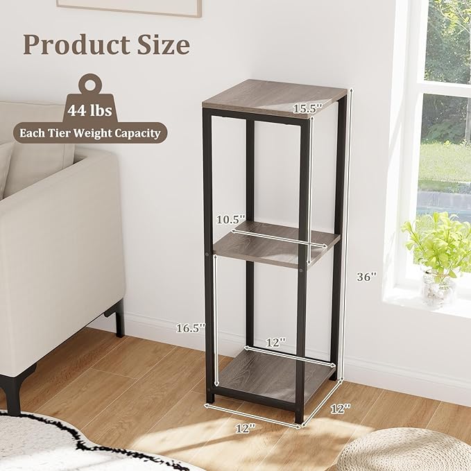 Giantex 3 Tier Tall Plant Stand Indoor, 36 Inch Corner Plant Holder with Metal Frame, Modern Plant Shelf for Multiple Flower Pots, Square Plant Tables for Balcony, Living room, Garden, Tall Plant Stand, 2 Pack