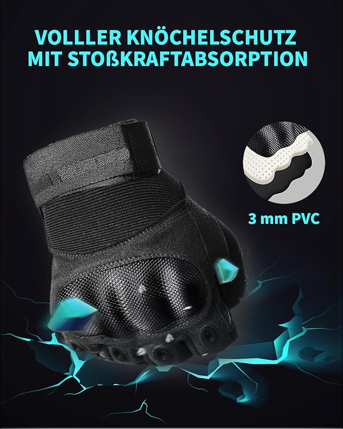 Tactical Gloves for Men, Shooting & Motorcycle Gloves with Hard Shell Knuckle Protection & Leather Palm for Airsoft Motorcycle Cycling Paintball Sports Climbing Training Hunting