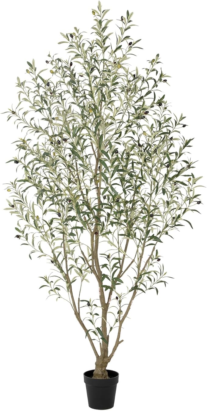 Nafresh Super Full Faux Olive Tree, 7FT Artificial Olive Tree Indoor, Fake Silk Trees with Realistic Leaves and Lifelike Fruits for Indoor Outdoor Living Room Corner Office Bedroom Home Decor