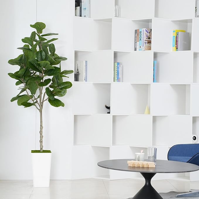 ProDeco Artificial Fiddle Leaf Fig Tree 6ft - Realistic Tall Fake Plants for Office Home Living Room Bedroom Decor Indoor Outdoor - Green Large Silk Faux Floor Plant with Pot