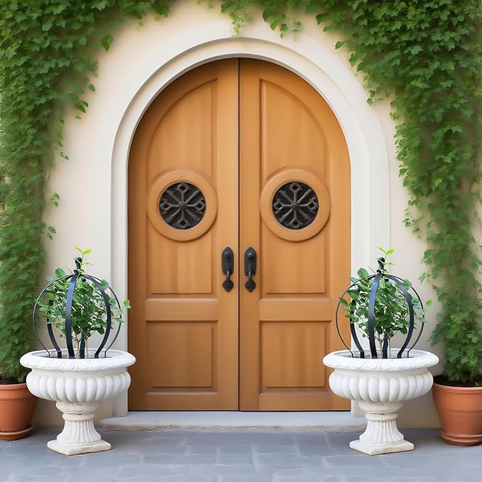 GOOOXIM 2-Piece Metal Garden Trellis Obelisk for Climbing Plants – 12.6 x 17.5 Inches - Stylish Topiary Frame for Outdoor Roses and Potted Plants – Durable Powder Coated Finish
