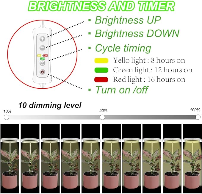 Plant Grow Light,Yadoker LED Growing Light Full Spectrum for Indoor Plants,Height Adjustable, Automatic Timer, 5V Low Safe Voltage,Idea for Small Plant Light…