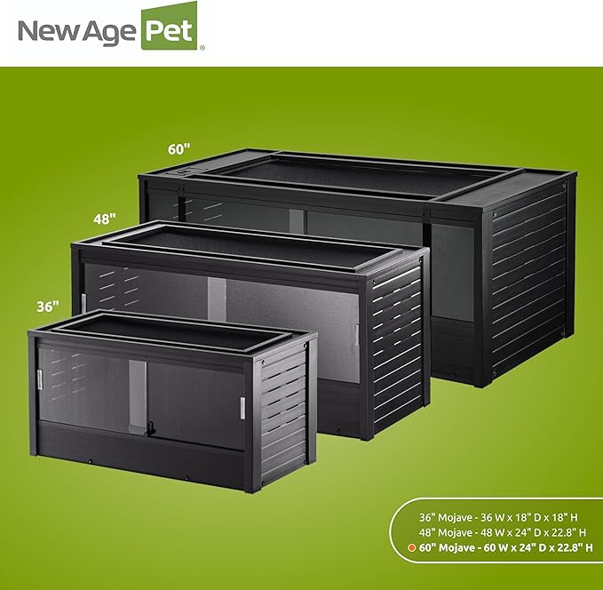 New Age Pet ECOFLEX 60" Wide X-Large Reptile Habitat, Mojave Lounge for Snakes, Tortoises & Lizards in Maple, Black & Grey, Easy Assembly, Sliding Glass Doors & Mesh Top