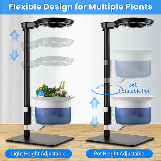 Large Plant Venus Fly Trap Terrarium Kit with Grow Light Timer&Metal Stand, African Violet Pots Self Watering Planter for Herbs,Carnivorous Plants,Valentine Gardening Gifts for Mom Women Garden Lover