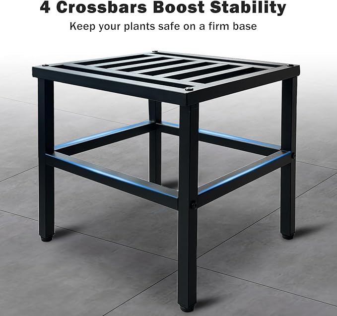 Hongsane Plant Stand Indoor Outdoor,13 Inch Metal Plant Stands Riser,Heavy Duty Wrought Iron T Pedestal Holders for Large Flower Pot,Outside Rust-Proof Black Flower Display Shelf for Patio,1-Pack