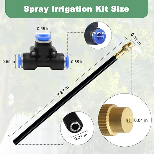 360° Adjustable Drip Irrigation System Kit, 32.8FT Automatic Garden Watering System with 10 Copper Nozzles, Atomizing Misting Watering System with 360° Bending Dropper for Plant Lawn Patio