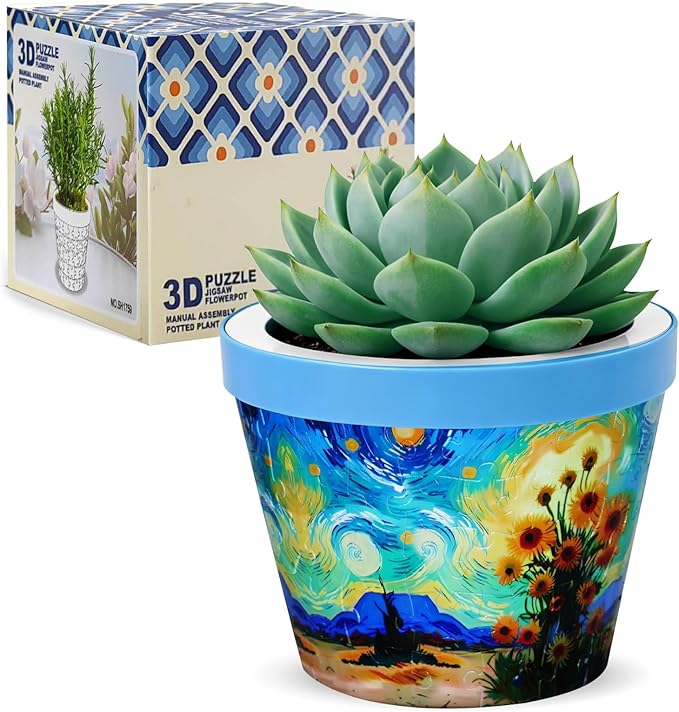 MYLARREN 3D Puzzle Planter, 152 Pcs 3D Puzzle Vases for Adults, Flowers, Small Cute Indoor Plant Pot, Arts and Crafts for Kids 4-6, Adults, Girls, Unique Flower Vases(Sunflower)
